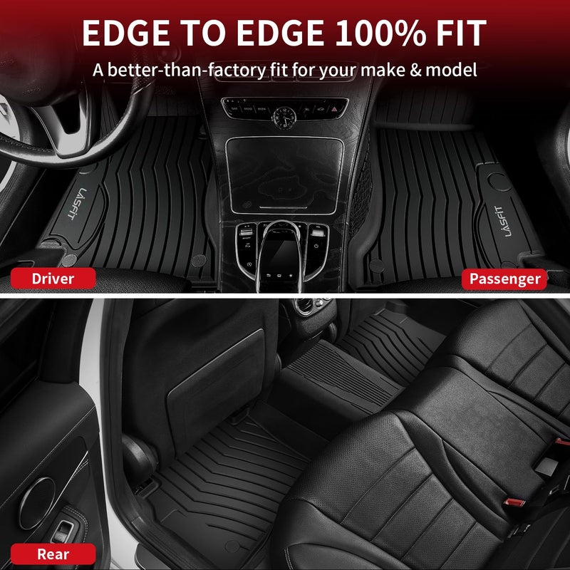 LASFIT Floor Mats for Mercedes Benz C Class 2021 2020 2015-2019 C300 / C400 / C350e / C43 AMG / C63 AMG / C63 AMG S (Fit Sedan Only), All Weather TPE Floor Liners for C Class 1st & 2nd Row Mats - Image 5